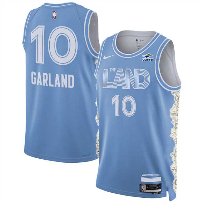 Mens Cleveland Cavaliers #10 Darius Garland Light Blue 2024-25 City Edition Stitched Jersey Dzhi